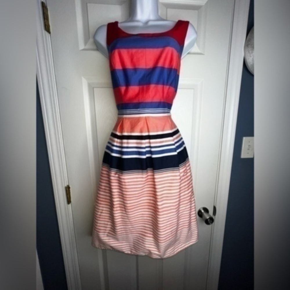 Tiana B. Women’s 4 Cotton Pink White Striped Sleeveless A-Line Dress S Spring